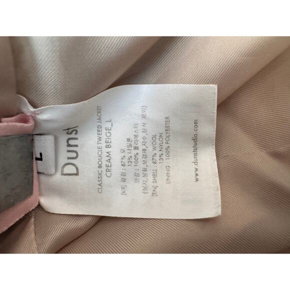 DUNST X RTR Cream Beige Wool Rich Blend Classic Boucle Tweed Jacket Size L - Picture 8 of 8